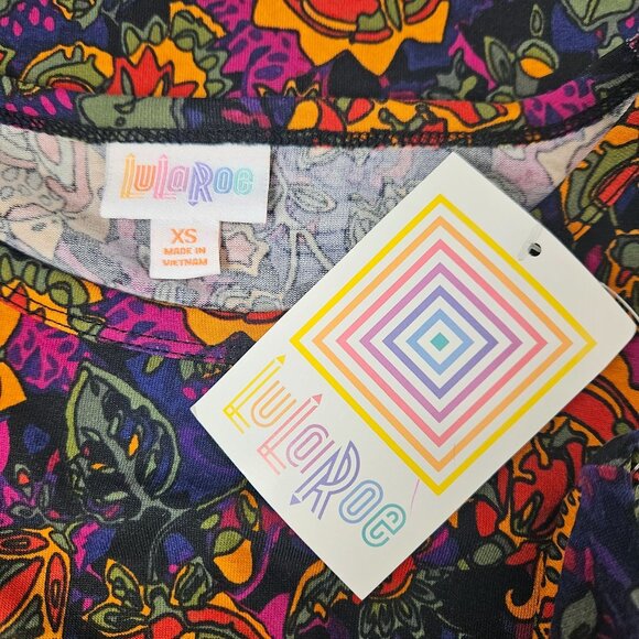 Lularoe Womens XS Floral Print Midi Dress Half Sleeves & Stretchy Fit Multicolor - Picture 9 of 10